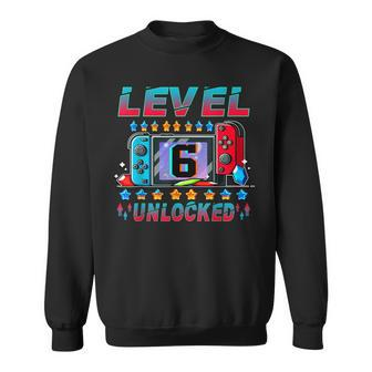 6Th Birthday Boy Level 6 Unlocked Video Gamer Birthday Sweatshirt - Thegiftio UK