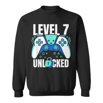 7 Year Old Gamer Gaming 7Th Birthday Level 7 Unlocked Sweatshirt - Seseable