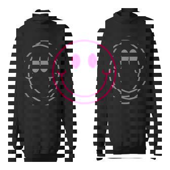 70S Cute Pink Smile Face Peace Happy Smiling Face Sweatshirt - Seseable