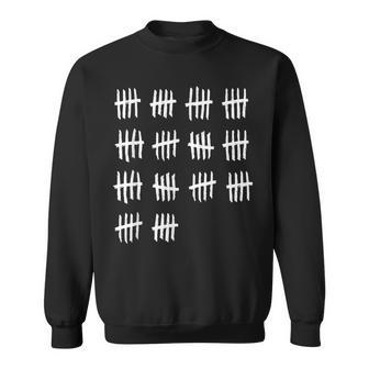 70Th Birthday Outfit 70 Years Old Tally Marks Anniversary Sweatshirt - Monsterry