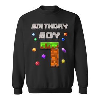 7Th Birthday Boy 7 Video Gamer Pixel Number Seven Bday Party Sweatshirt - Monsterry CA