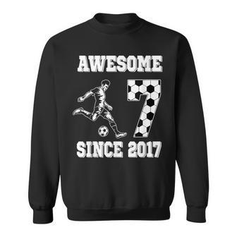 7Th Birthday Boy Awesome Since 2017 Soccer 7 Years Old Sweatshirt | Mazezy UK