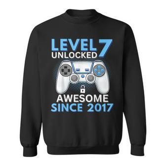 7Th Birthday Boy Seven Gamer Level 7 Unlocked Sweatshirt | Mazezy