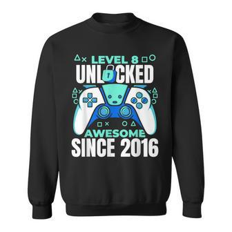 8 Year Old Gamer Gaming 8Th Birthday Level 8 Unlocked Sweatshirt - Thegiftio UK
