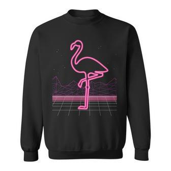 80S Retro Neon Sign Pink Flamingo 80'S Sweatshirt | Mazezy