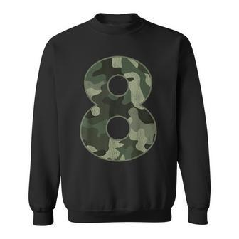 8Th Birthday Army Birthday Party 8 Years Old Camo Number 8 Sweatshirt - Monsterry