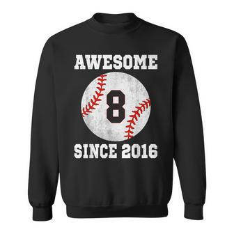 8Th Birthday Baseball Player 8 Years Old Vintage Sports Sweatshirt - Seseable