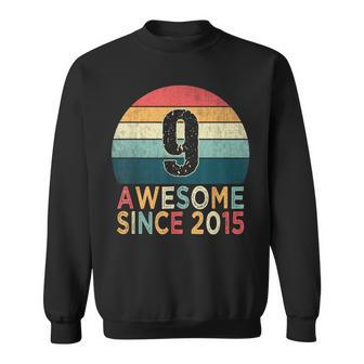 9Th Birthday Vintage Retro 9 Years Old Awesome Since 2015 Sweatshirt - Thegiftio UK