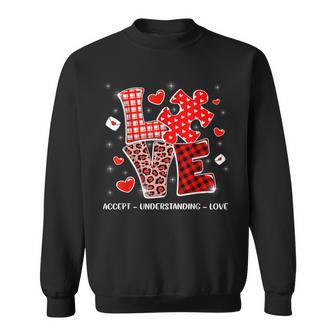 Accept Understand Love Autism Awareness Valentine's Day Sweatshirt - Monsterry