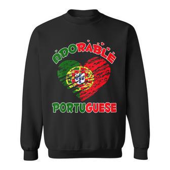 Adorable Portuguese Heart Distressed Flag Souvenir Sweatshirt - Monsterry