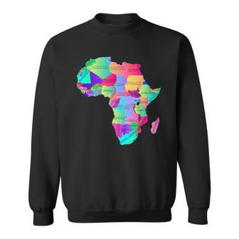 Africa Map With Boundaries And Countries Names Sweatshirt - Monsterry
