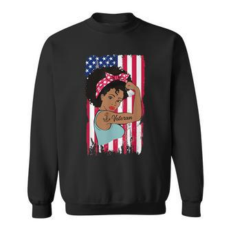 African American Female Veteran Of Us Navy Melanin Navy Vet Sweatshirt - Monsterry