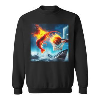 Ai Shrimp Dunking On Shark Sweatshirt - Seseable