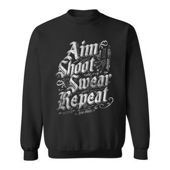 Aim Shoot Swear Repeat Archery Archer Vintage Retro Sweatshirt - Monsterry