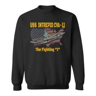 Aircraft Carrier Uss Intrepid Cva-11 Veterans Day Father Day Sweatshirt - Monsterry DE