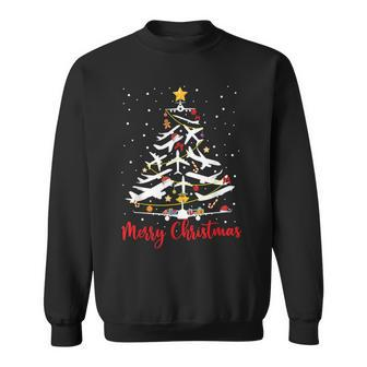 Airplane Christmas Tree Merry Christmas Most Likely Pilot Sweatshirt - Thegiftio UK