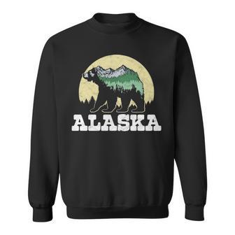 Alaska Bear Sketch Mountains And Trees Sweatshirt | Mazezy