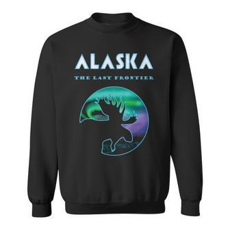 Alaska Northern Lights Alaskan Moose With Aurora Sweatshirt | Mazezy