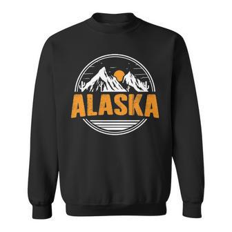 Alaska Vintage Mountains Sunrise Alaskan Pride Sweatshirt | Mazezy