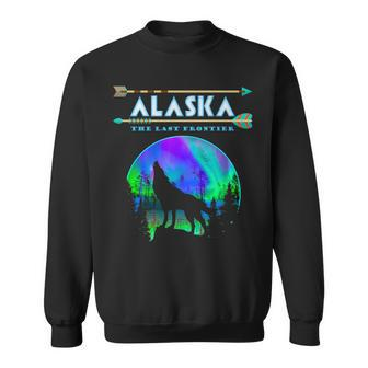 Alaskan Wolf Alaska State Pride Alaska Northern Lights Sweatshirt - Monsterry