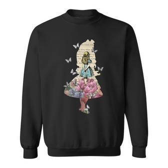 Alice In Wonderland Magical Garden Vintage Book Sweatshirt - Thegiftio UK