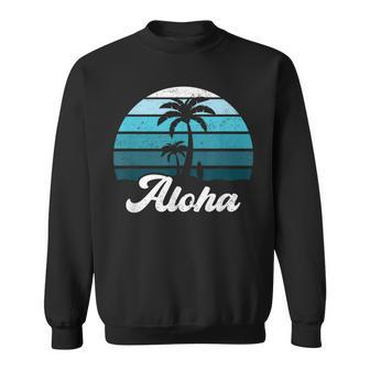Aloha Hawaii Hawaiian Island Palm Beach Surfboard Surf Sweatshirt - Monsterry AU