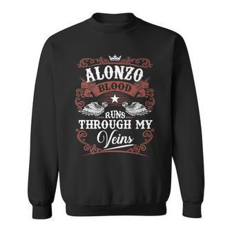 Alonzo Blood Runs Through My Veins Family Name Vintage Sweatshirt - Seseable
