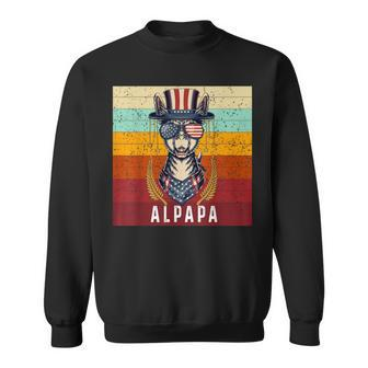 Alpapa Fan Llama Fan Lover Father's Day & 4 July Usa Flag Sweatshirt - Thegiftio UK