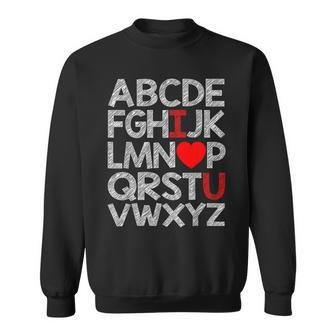 Alphabet Abc I Love You Valentines Day Heart Girls Boys Sweatshirt - Monsterry