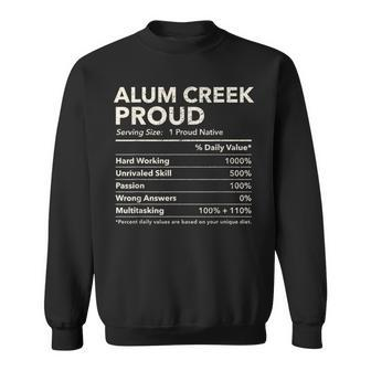 Alum Creek West Virginia Proud Nutrition Facts Sweatshirt - Monsterry CA