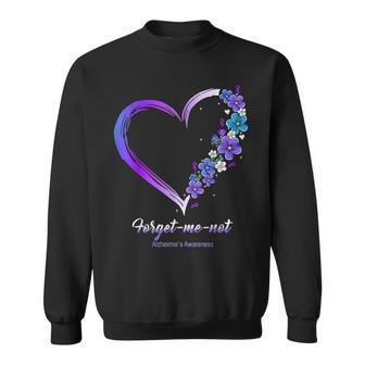 Alzheimer‘S Awareness Forget Me Not Heart Purple Ribbon Sweatshirt - Thegiftio UK