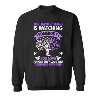 Alzheimer's Awareness Love Support Purple Ribbon Month Sweatshirt - Monsterry