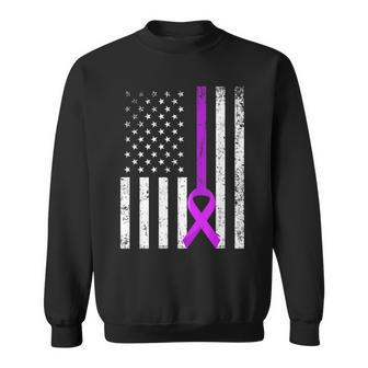 Alzheimers Awareness Support Purple Ribbon American Flag Sweatshirt - Monsterry UK