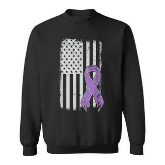 Alzheimers Awareness Usa American Flag Alz Dementia Ribbon Sweatshirt - Monsterry UK