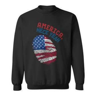 America Heck Yeah Fingerprint Flag Patriotic Usa Sweatshirt - Monsterry DE