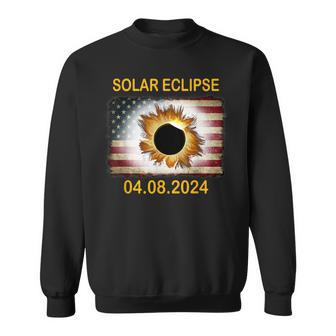 America Totality 04 08 24 Total Solar Eclipse 2024 Usa Flag Sweatshirt - Monsterry