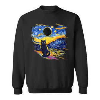 America Totality Solar Eclipse 2024 Starry Night Van Gogh Sweatshirt - Thegiftio UK