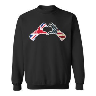 American British Usa Flag Usa United Kingdom Heart Sweatshirt - Monsterry UK