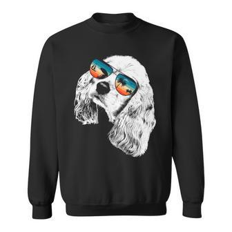 American Cocker Spaniel With Glasses Sunglasses Retro Style Sweatshirt | Mazezy
