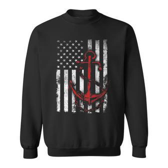 American Flag Anchor Patriotic Military July Navy Usa Sweatshirt - Monsterry AU