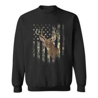 American Flag Camo Deer Hunting Antlers Sweatshirt - Monsterry DE