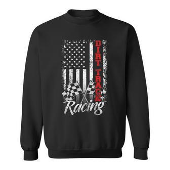 American Flag Dirt Track Racing Car Bike Driver Back Print Sweatshirt - Monsterry CA