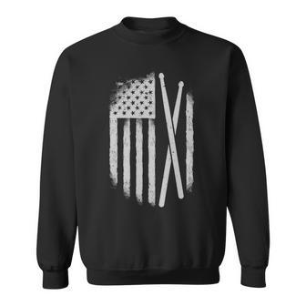 American Flag Drumsticks Usa Drummers Vintage Drum Sticks Sweatshirt | Mazezy