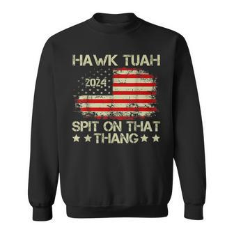 American Flag Hawk Tuah 24 Spit On That Thang Sweatshirt - Monsterry
