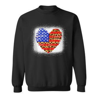 American Flag Heart 4Th Of July Usa Patriotic Bleached Sweatshirt - Monsterry CA