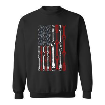 American Flag Mechanic Patriotic Mechanic Usa Flag Sweatshirt - Monsterry