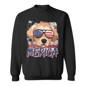 American Flag Merica Labrador Retriever 4Th Of July Boys Sweatshirt | Mazezy