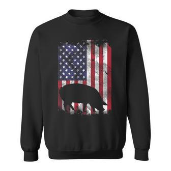 American Flag Pig Vintage Farm Animal Patriotic Piggy Sweatshirt | Mazezy