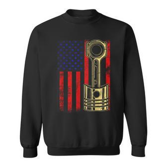 American Flag Piston Muscle Car Patriotic Vintage Sweatshirt - Monsterry CA