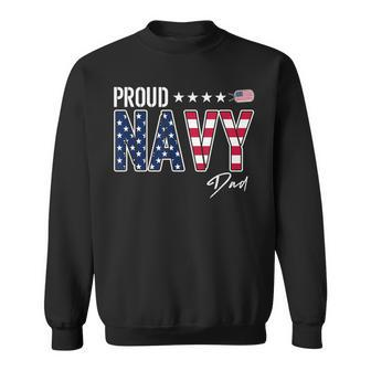 American Flag Proud Navy Dad Sweatshirt - Monsterry